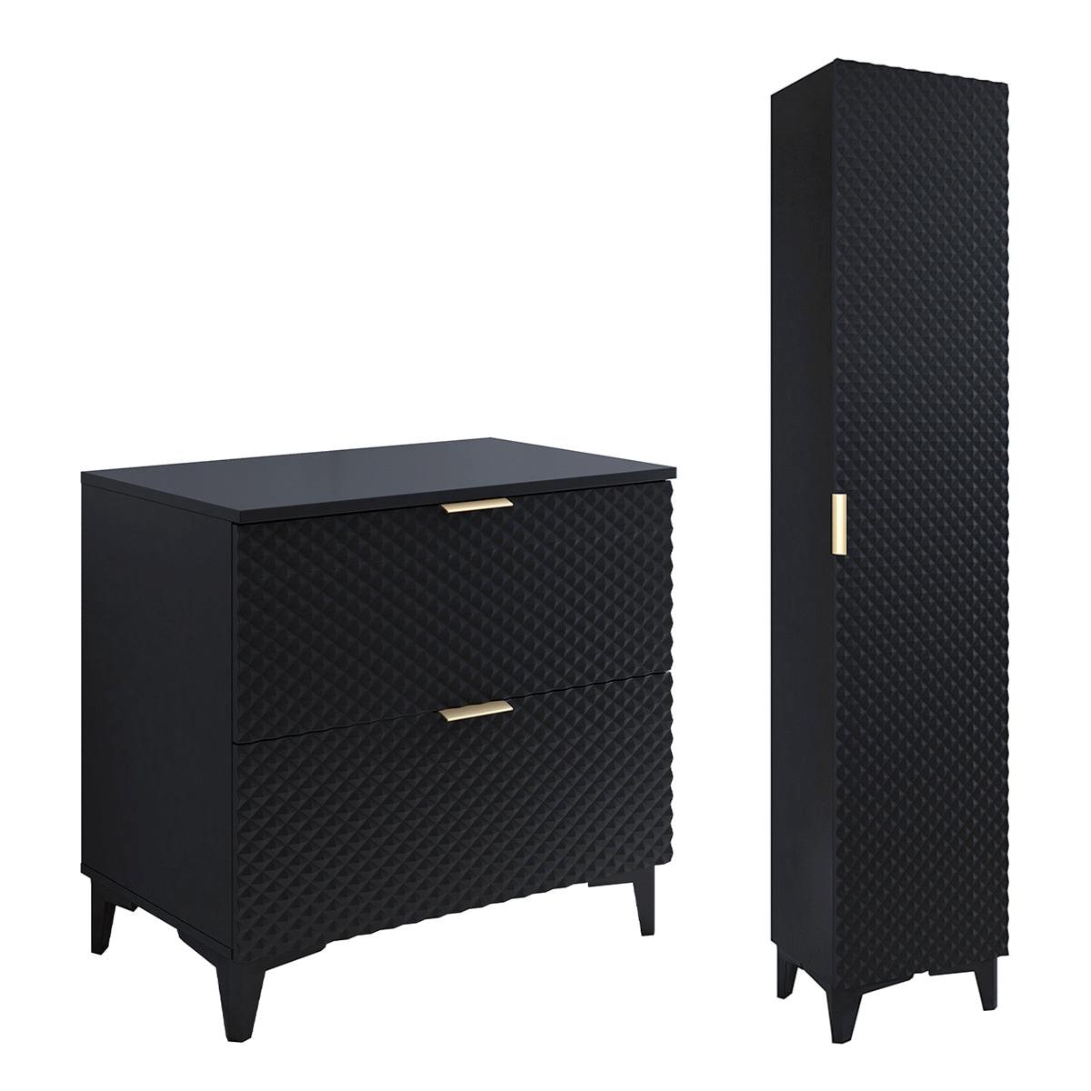 WASCHTISCHUNTERSCHRANK 80.4cm Cléa 2er-Set Schwarz - Schwarz, Holzwerkstoff (80.4/62.6/48.5cm) - Petits-meubles