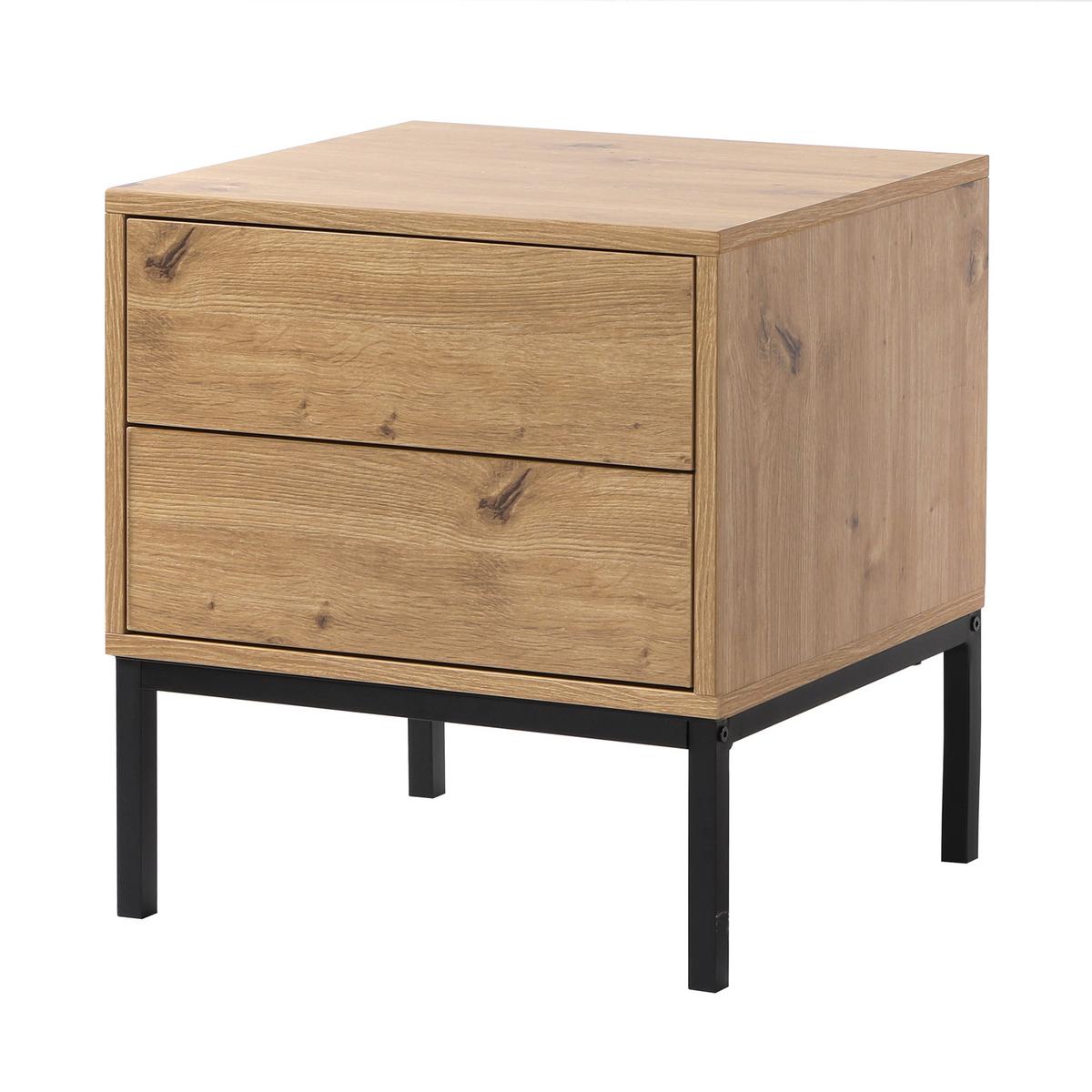 NACHTTISCH mit 2 Schubladen Holzdekor 45/40/50 cm - Eichefarben, Holzwerkstoff (40/50/47.5cm) - Calicosy