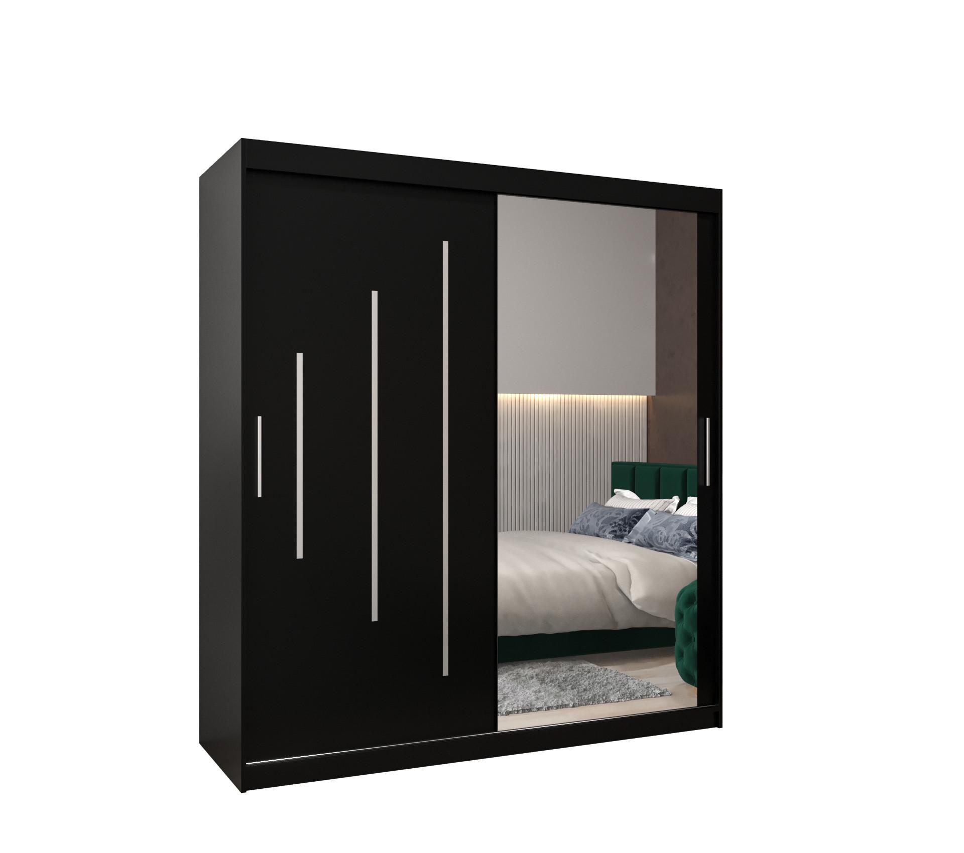 SCHWEBETÜRENSCHRANK 200/180/62 2-türig - Silberfarben/Schwarz, Holz/Kunststoff (180/200/62cm) - Abiks Möbel