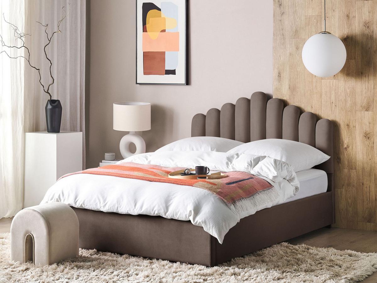 POLSTERBETT 160x200 cm Beige Vincennes - Taupe, Textil (160/200cm) - Beliani