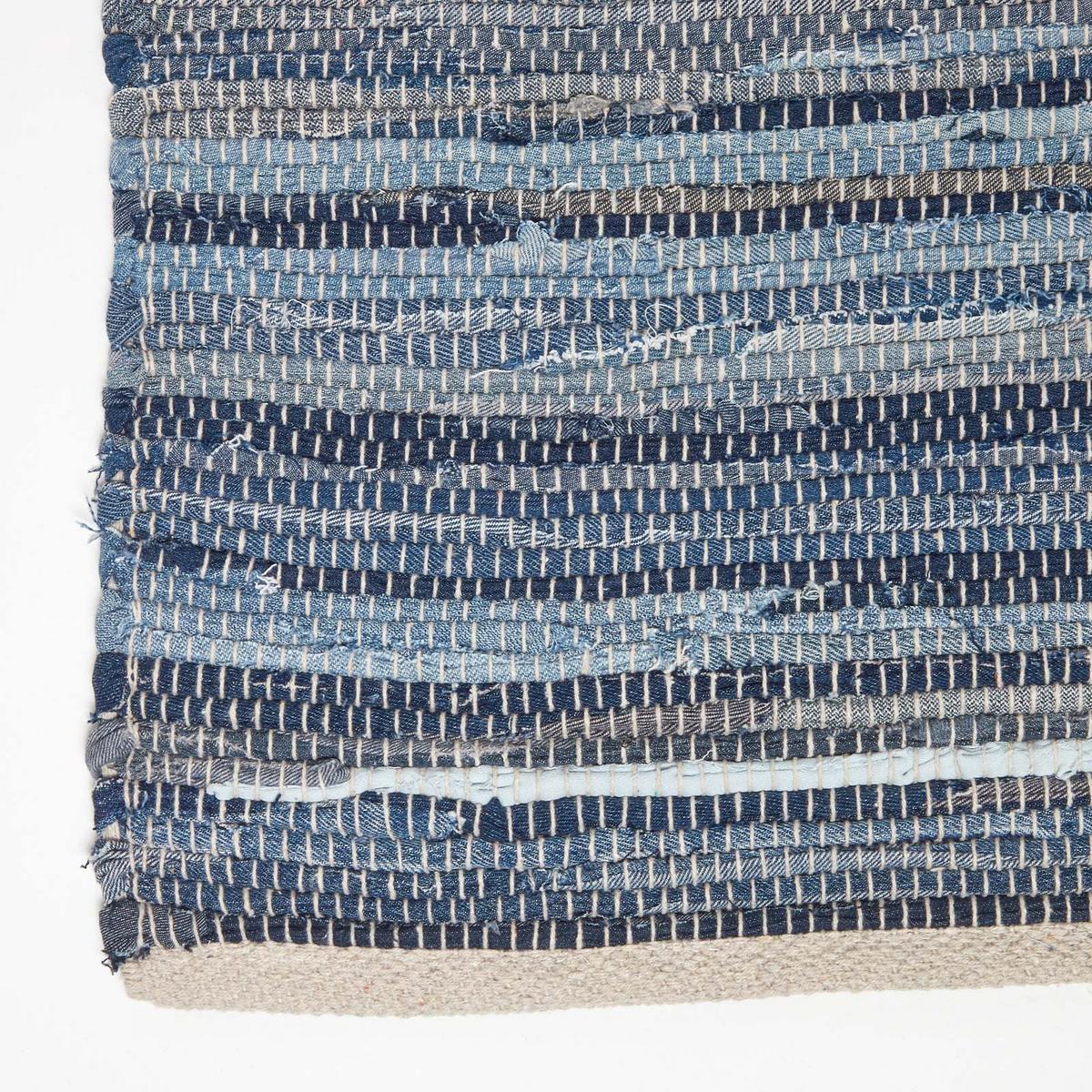 FLICKENTEPPICH-LÄUFER aus Recycling-Denim 66/200 cm - Blau, Textil (66/200cm) - Homescapes