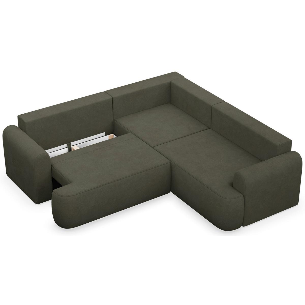 ECKSCHLAFSOFA Ovo OLIVFARBENER VELOURSSTOFF universell MIT BETTKASTEN - Schwarz/Olivgrün, Kunststoff/Textil (245/245cm) - Selsey