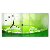 WANDUHR aus Glas 60x30 cm - Wassertropfen - Grün, Glas (60/30/0.4cm) - TULUP