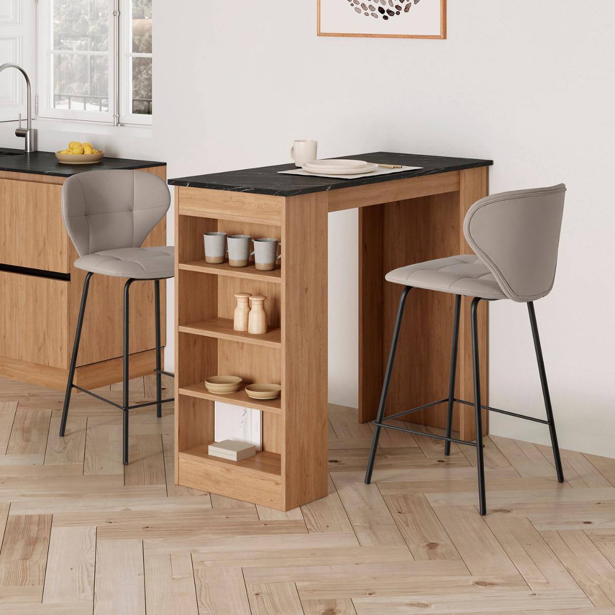HOCKERN (Set aus 2) mit schwarzen metallbeinen - maura 45/52/67 cm - Beige, Kunststoff (52/67/45cm) - Calicosy