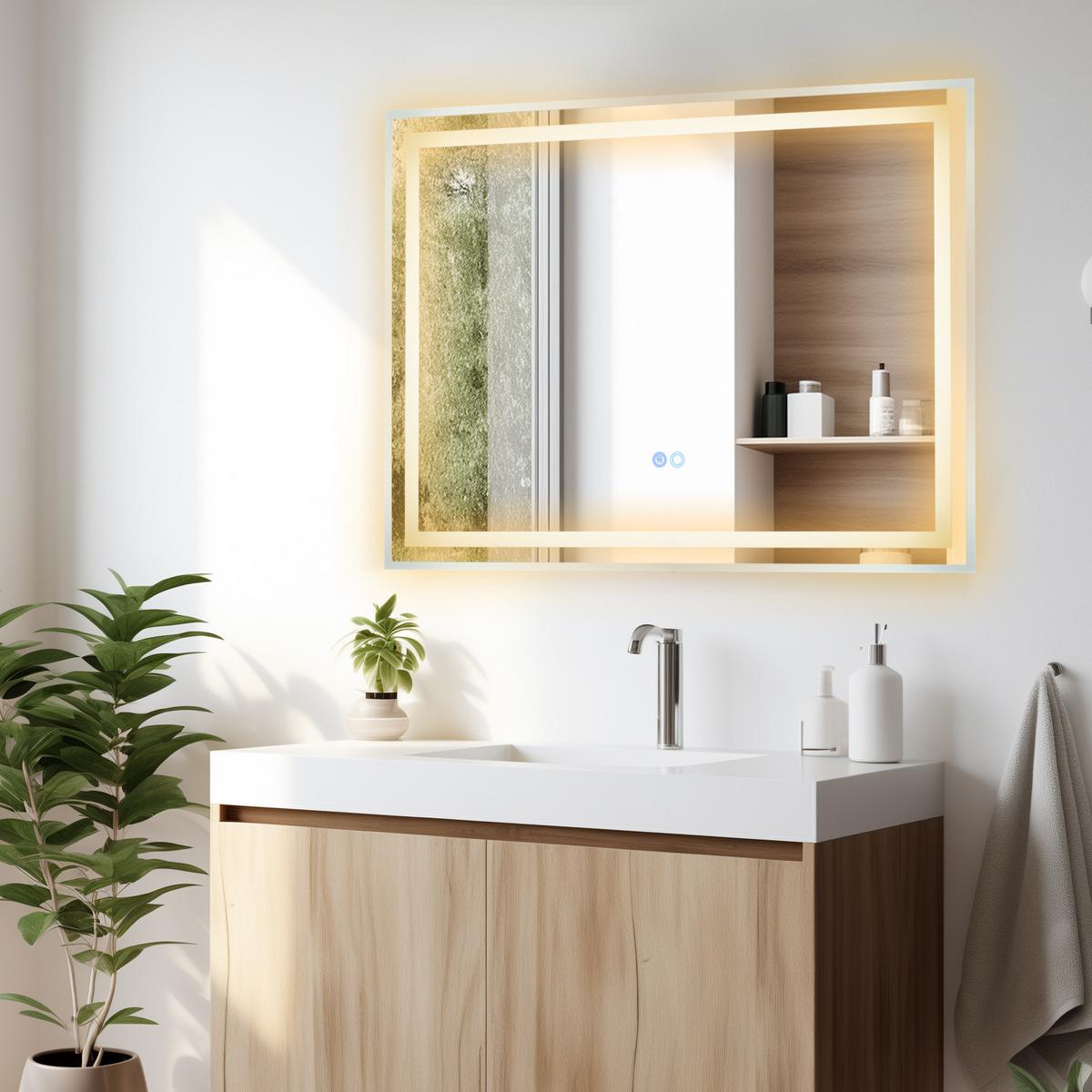 BADEZIMMERSPIEGEL Silber - Silberfarben, Glas (80/3.5/60cm) - COSTWAY