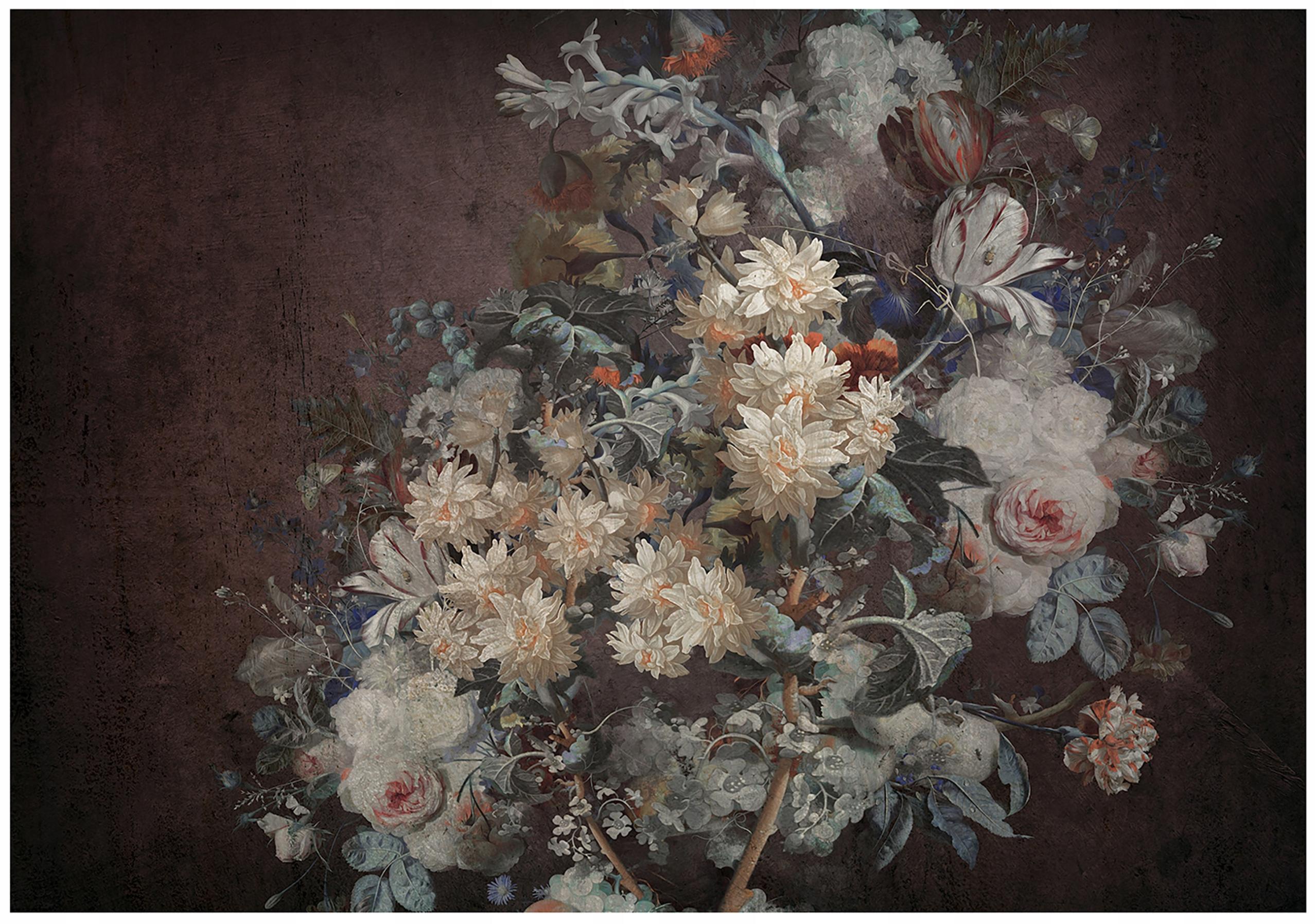 FOTOTAPETE Blumen Retro Grau 254x184 cm - Multicolor, Textil (254/184cm) - Wallarena