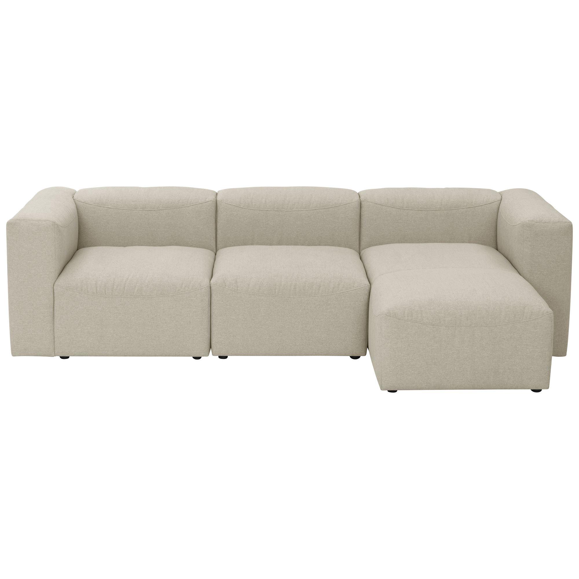 ECKSOFA mit Longchair links Kattrina Flachgewebe creme - Creme, Kunststoff (160/275cm) - 58aufmkessel