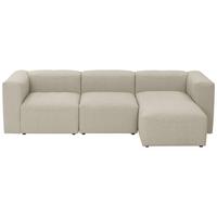ECKSOFA mit Longchair links Kattrina Flachgewebe creme - Creme, Kunststoff (160/275cm) - 58aufmkessel