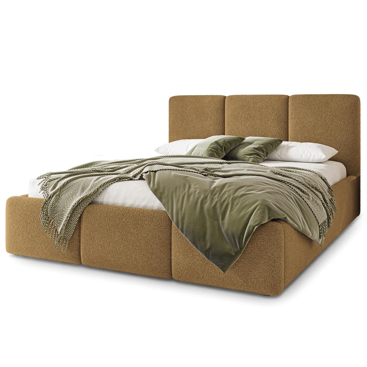 POLSTERBETT MORENA Q 200x200 cm mit Bettkästen - Orange - Orange, Holz (200/200cm) - MASSENO