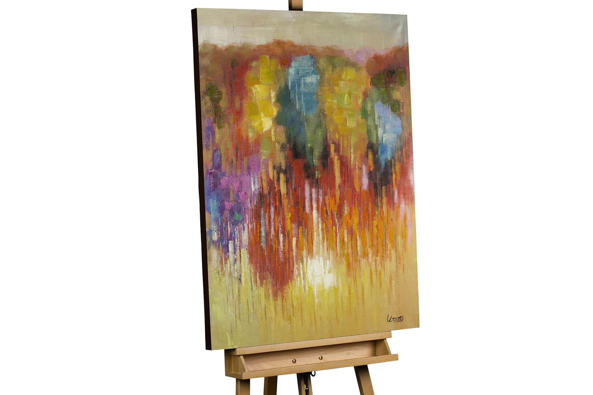 ACRYLBILD HANDGEMALT 75/100 cm - Blau/Gelb, Holz/Textil (75/100cm) - KUNSTLOFT