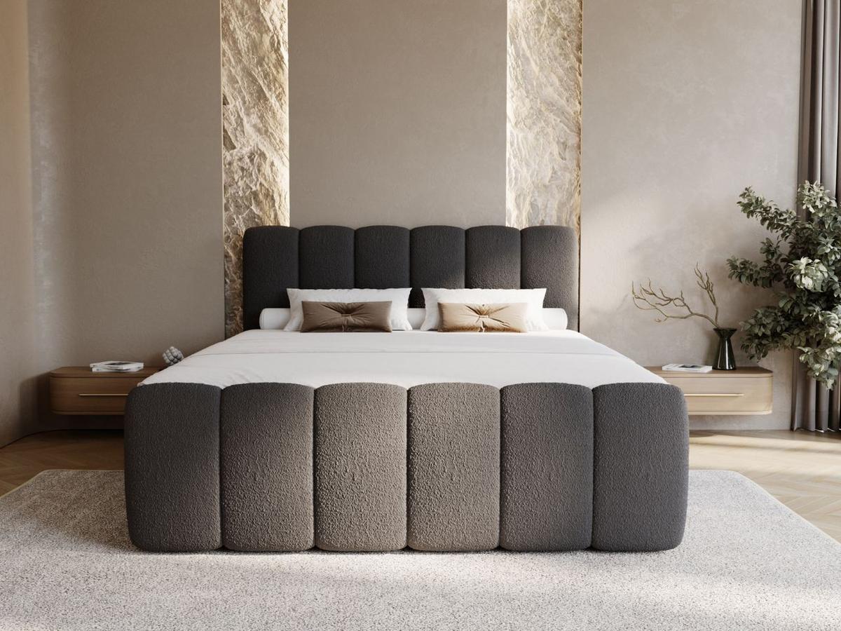 BOXBETT Cloud 140x200 Bouclé-Stoff Schwarz - Schwarz, Holz/Textil (140/200cm) - Graingold