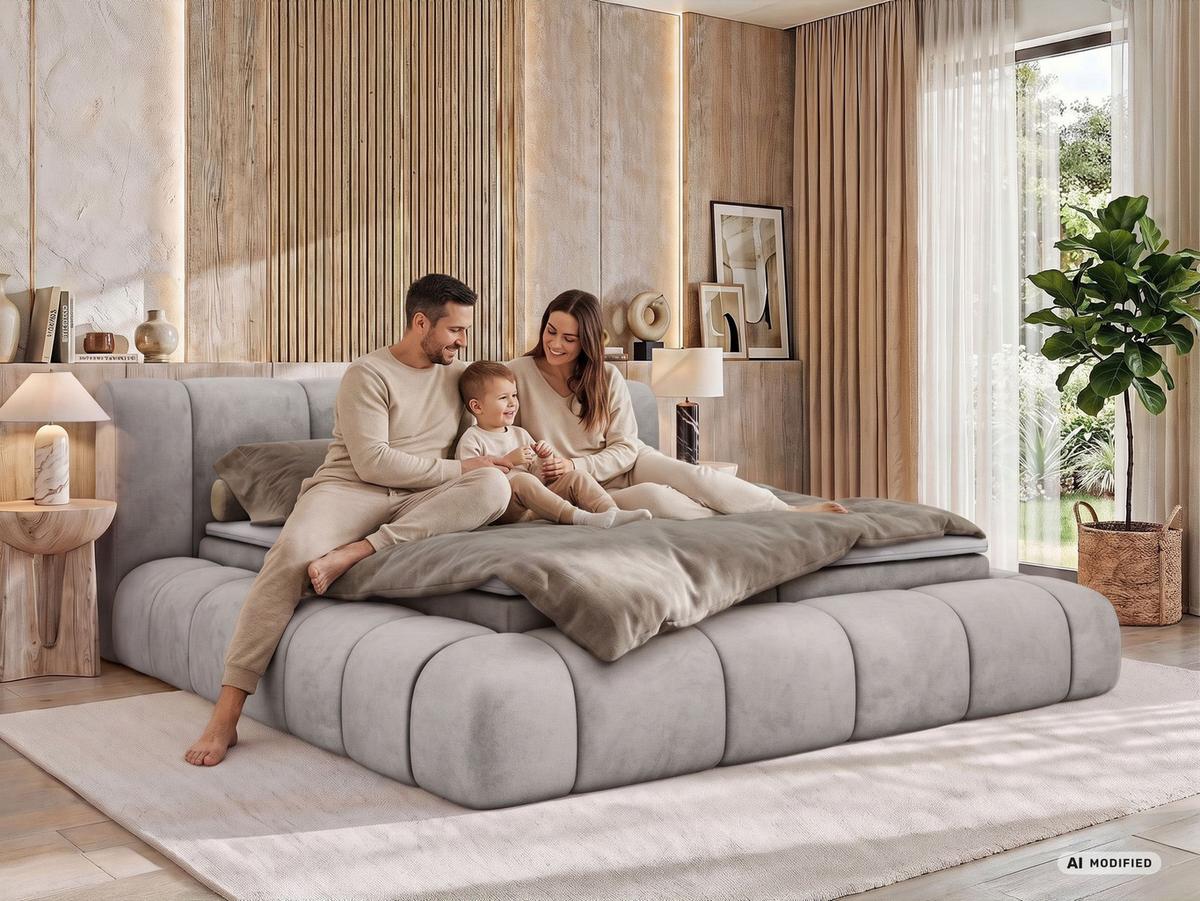BOXBETT NUBEA 140/200 - Braun Velvet - Topper Visco - H4 - Schwarz/Braun, Kunststoff/Textil (140/200cm) - MKS