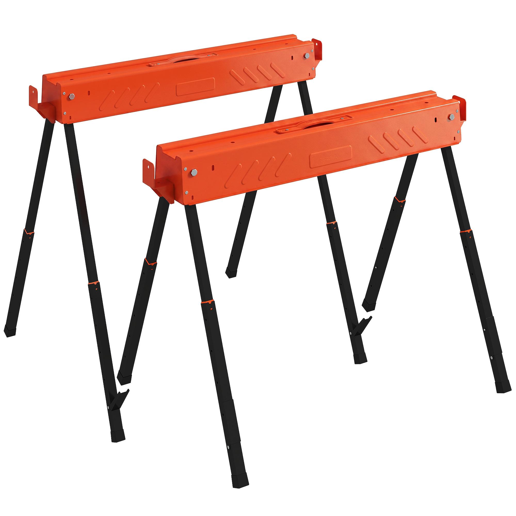 SÄGEBOCK 2er Set Metall EVA Orange - Orange, Metall (93/50/85.5cm) - HOMCOM
