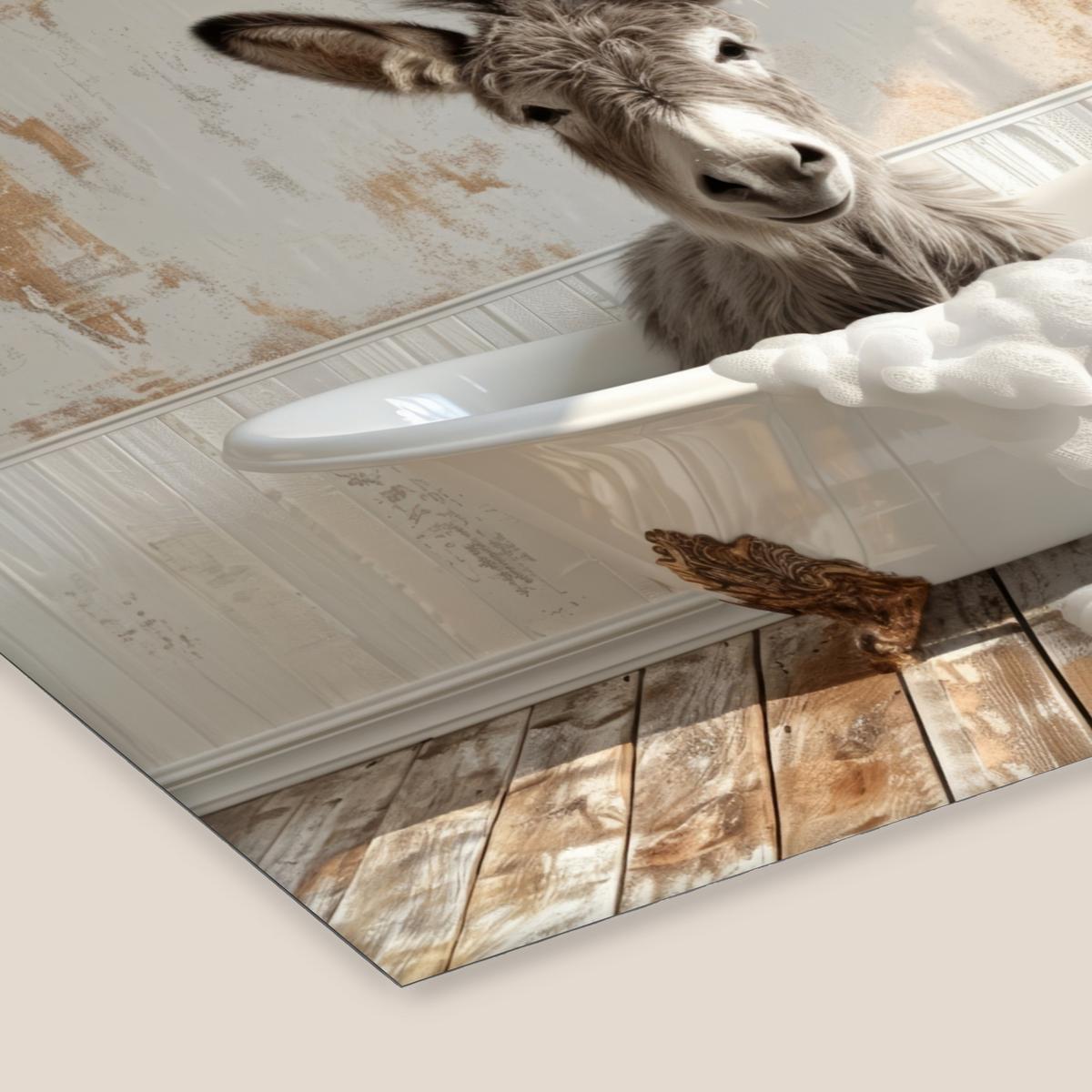 POSTER MIT RAHMENGERAHMTES BILD Esel - Tiere - Badewanne - Schaumstoff 80x60 cm - Weiß, Papier (80/60cm) - MuchoWow