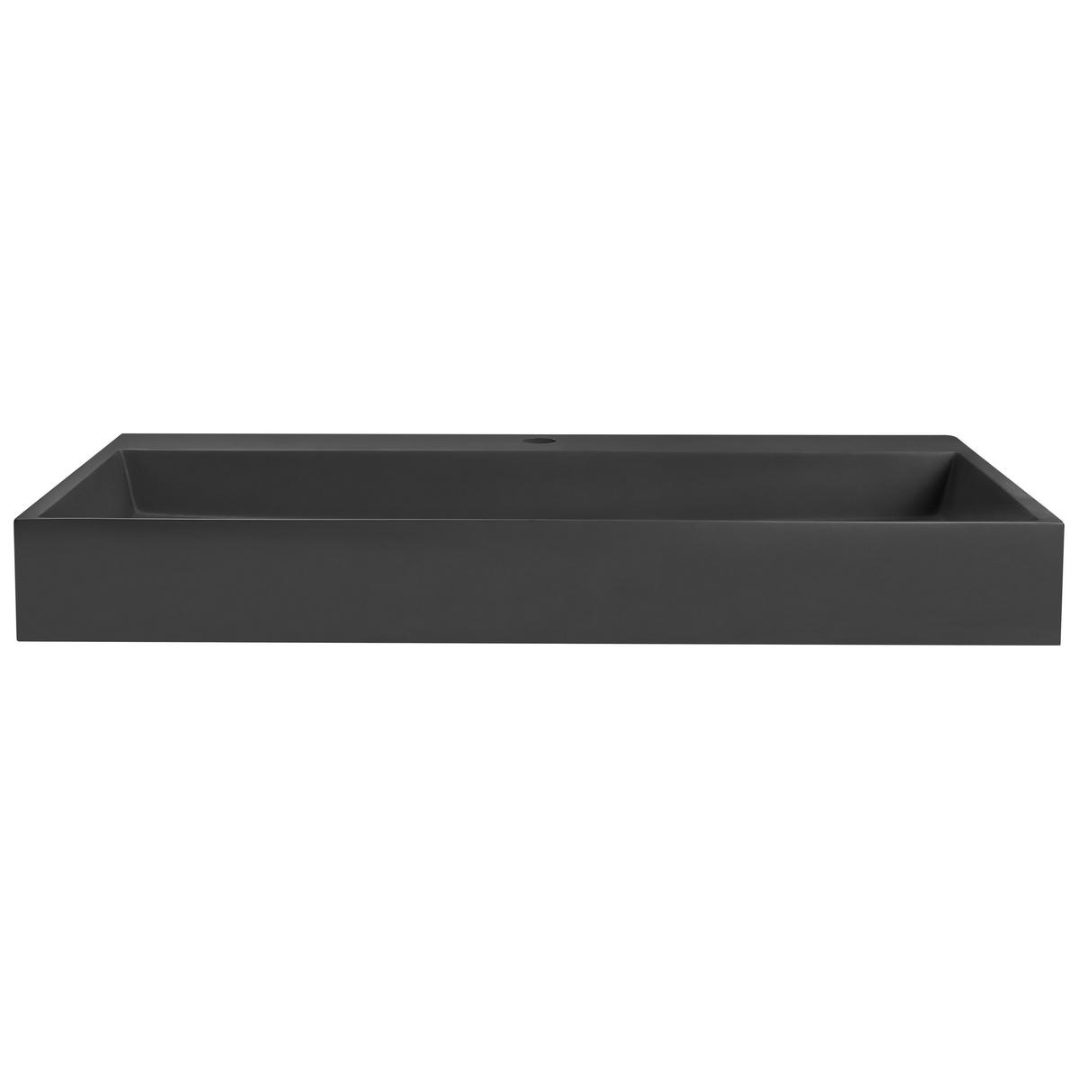 HÄNGEWASCHBECKEN Schwarz 90/46 cm Mineralguss Quenko - Schwarz, Naturmaterialen (90/12/46cm) - Beliani