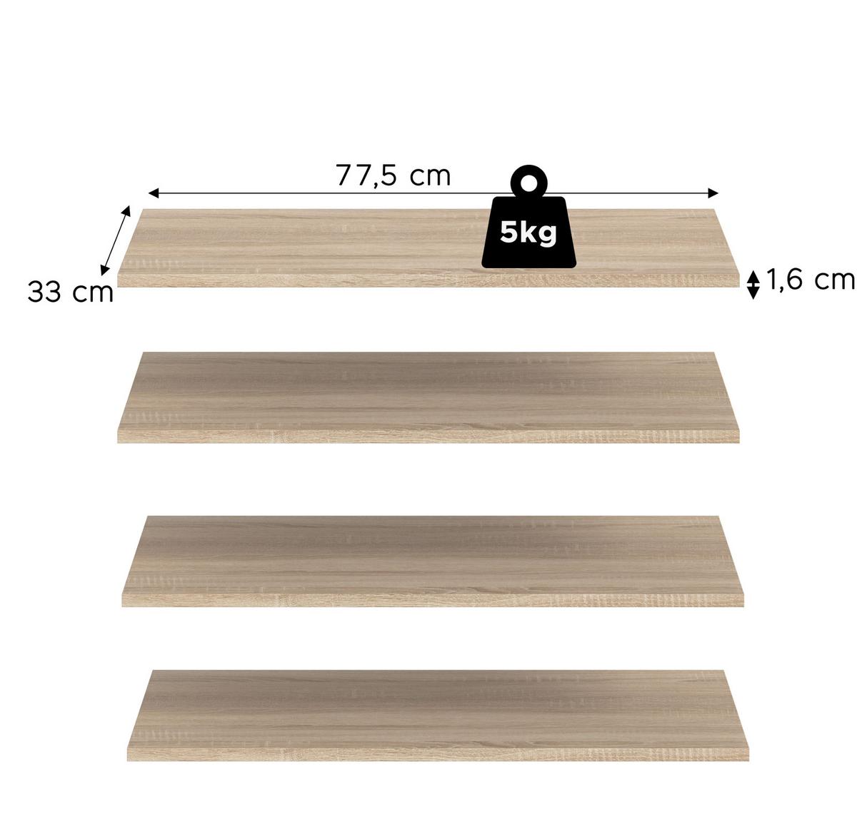 KLEIDERSCHRANK Eiche Sonoma 6-türig 240 x 181 cm, Drehtürenschrank mit zusätzlichen Einlegeböden - Eichefarben/Schwarz, Holzwerkstoff/Kunststoff (240/181/52cm) - Inn.Furn
