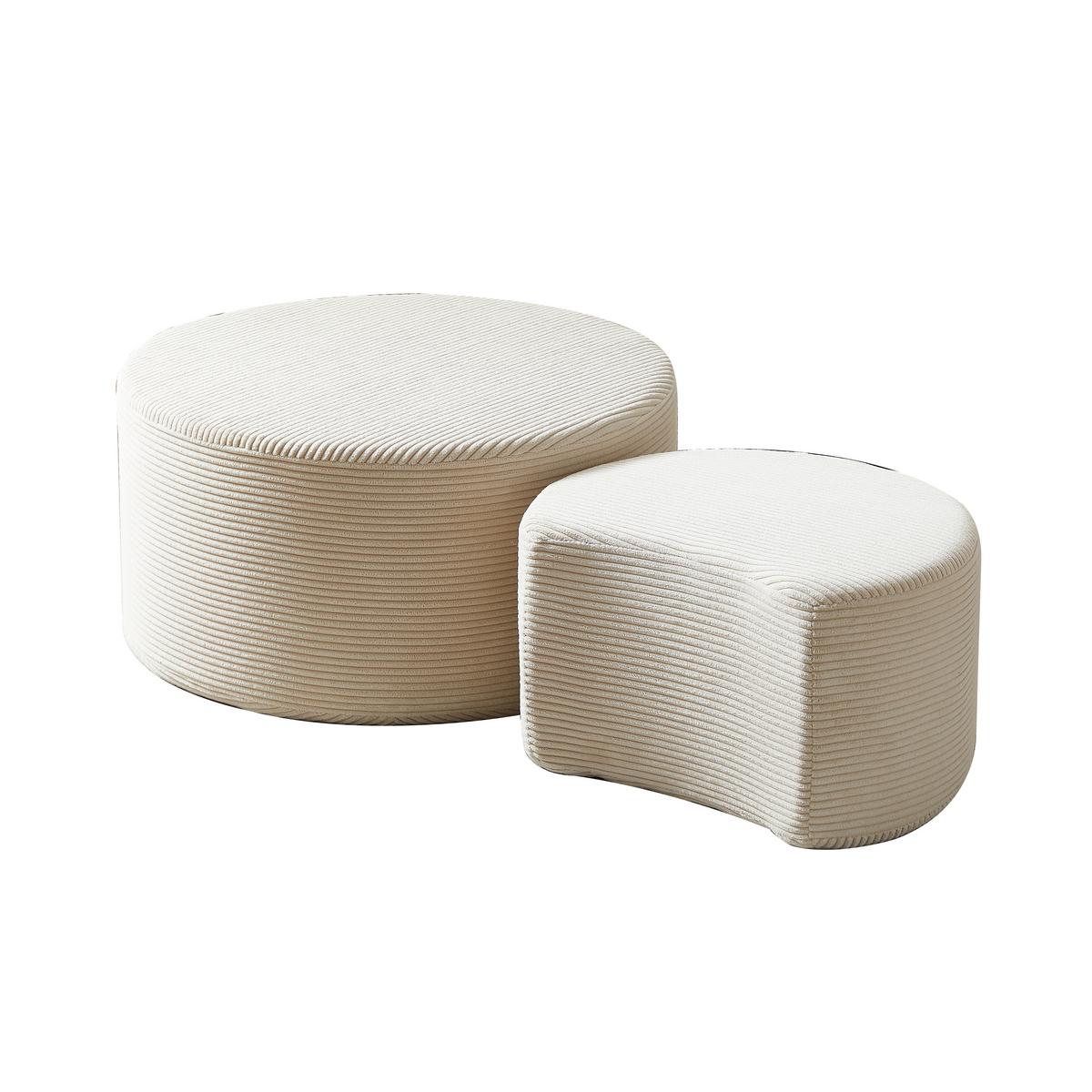 COUCHTISCH 2er Set Rund Gepolsterter Montagefrei - Schwarz, Textil (81/81/40cm) - Urban Meuble