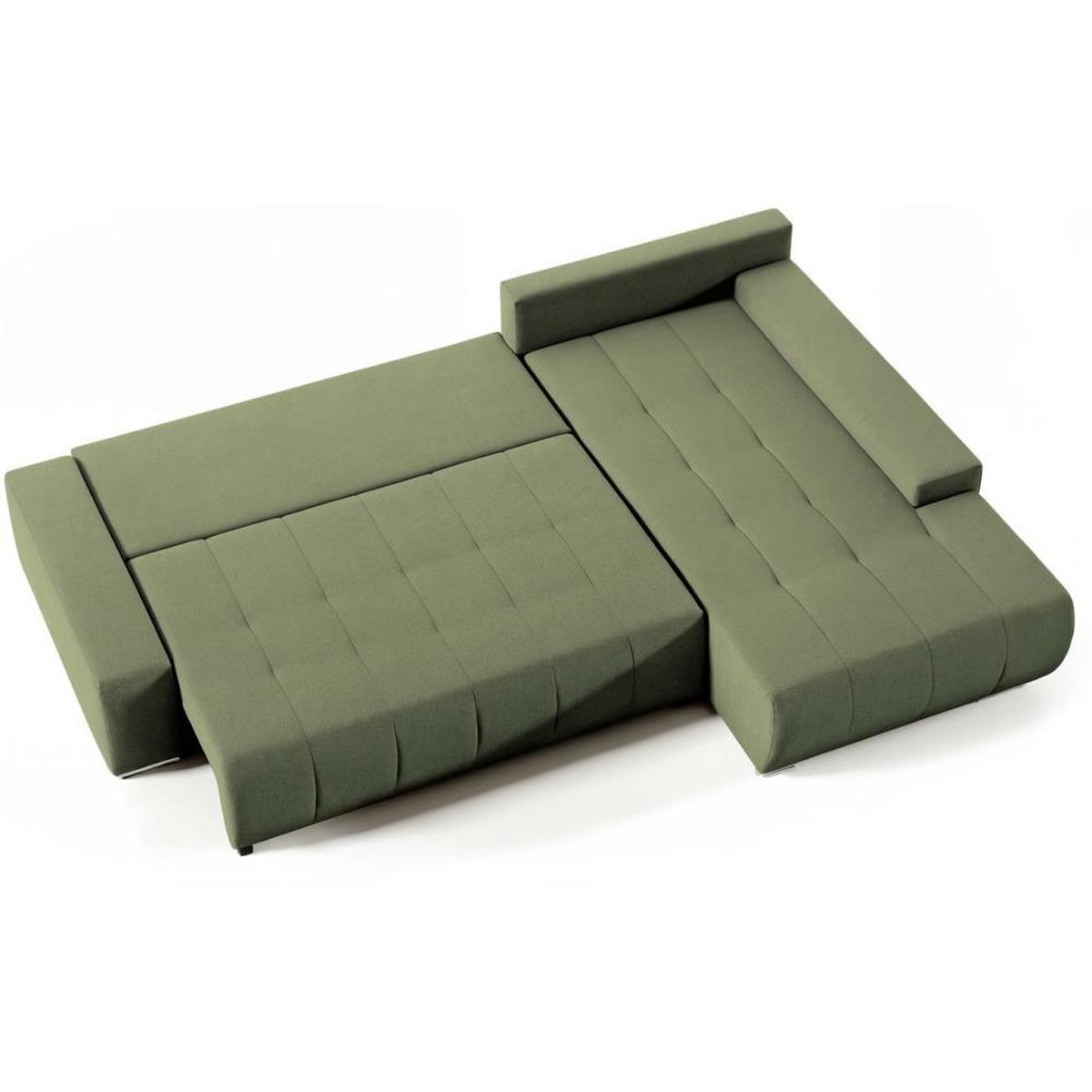 ECKSOFA Draco L grün rechts - Chromfarben/Grün, Textil/Metall (267/186cm) - Beautysofa