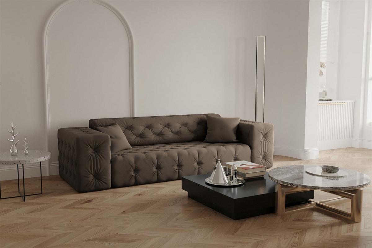 SOFASET Chantal - Braun, Holzwerkstoff/Textil (251/78/96cm) - Fun Möbel