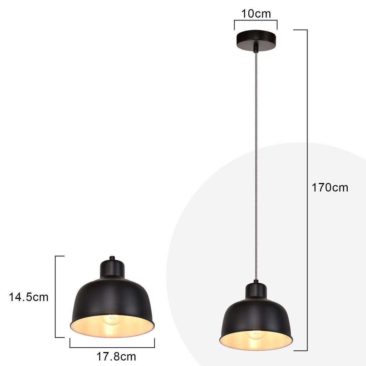 PENDELLEUCHTE Genevieve 17.8/10/170 cm - Schwarz, Metall (17.8/10/170cm) - ZMH