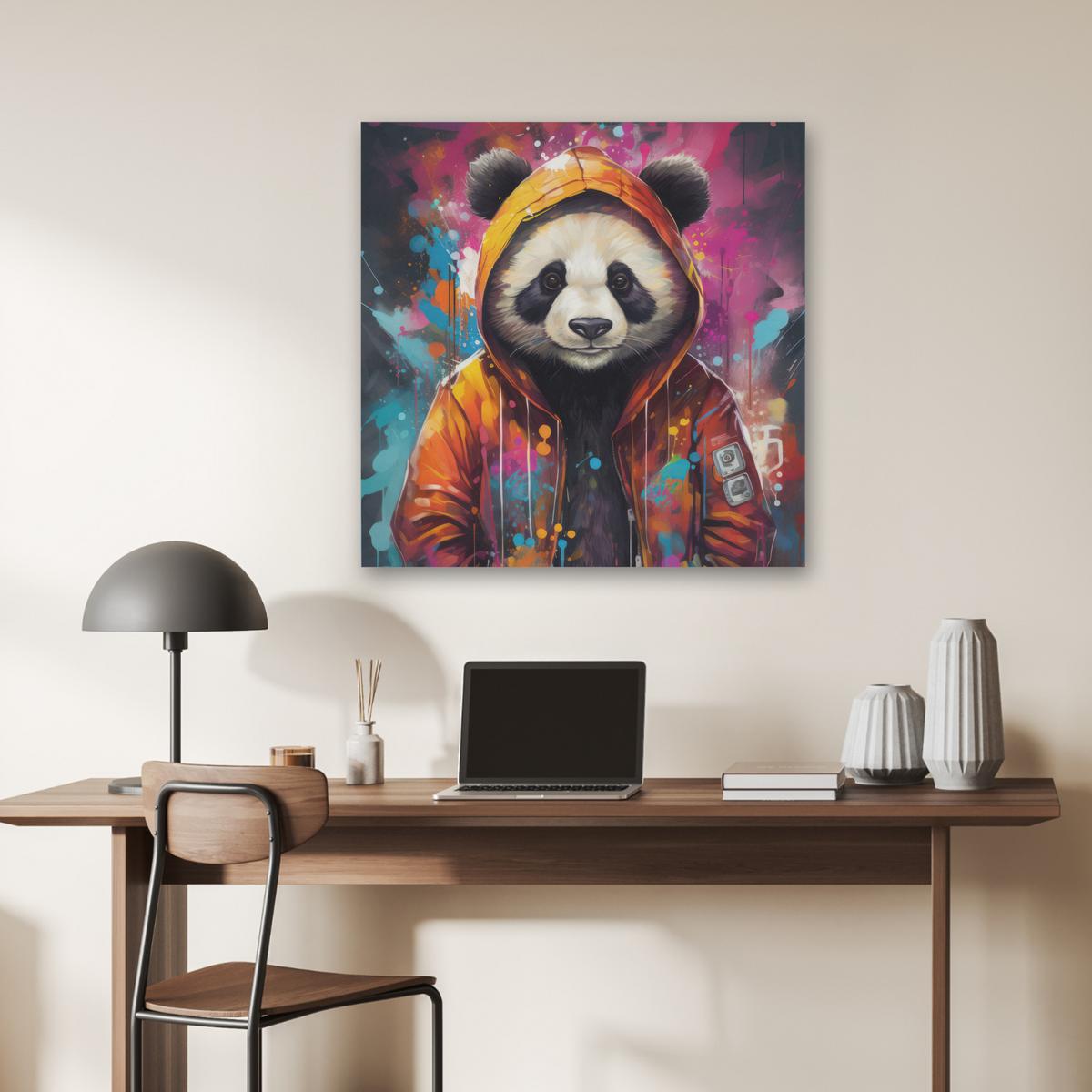 AKUSTIKBILD Panda - Jacke - Graffiti - Orange Akustikpaneele 80x80 cm - Orange, Kunststoff (80/80/0.9cm) - MuchoWow