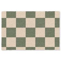 FUSSMATTE Schachbrettmuster - Grün - Beige - Blöcke Flurteppich 180x120 cm - Olivgrün, Kunststoff (180/0.4cm) - MuchoWow