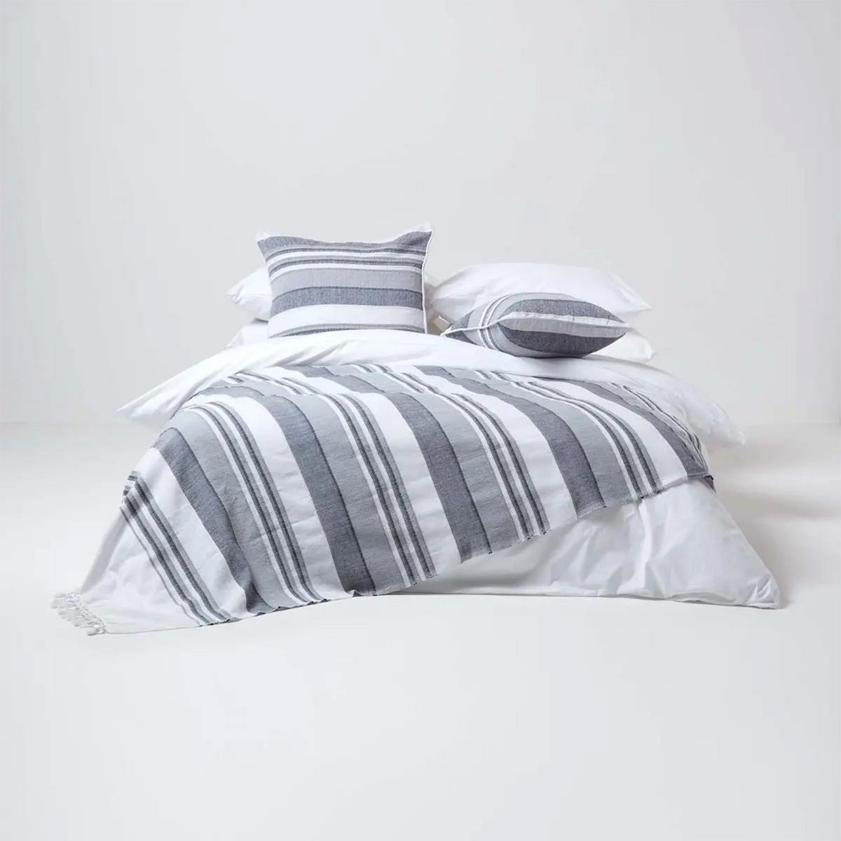 ÖSENVORHANG Morocco blickdicht 2er-Set, 167/182 cm - Hellgrau, Textil (167/182cm) - Homescapes
