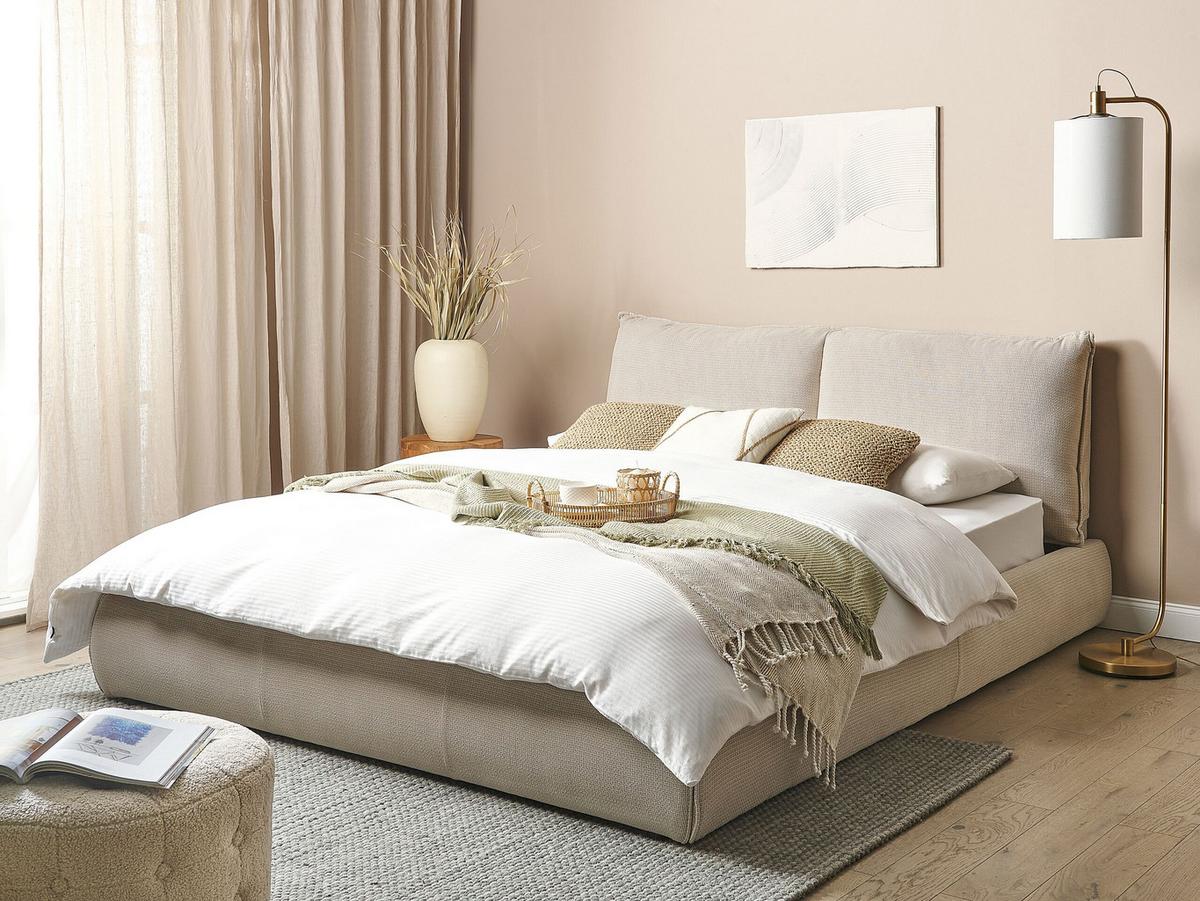 POLSTERBETT mit Lattenrost 160x200 cm Beige Vinay - Sandfarben, Textil (160/200cm) - Beliani