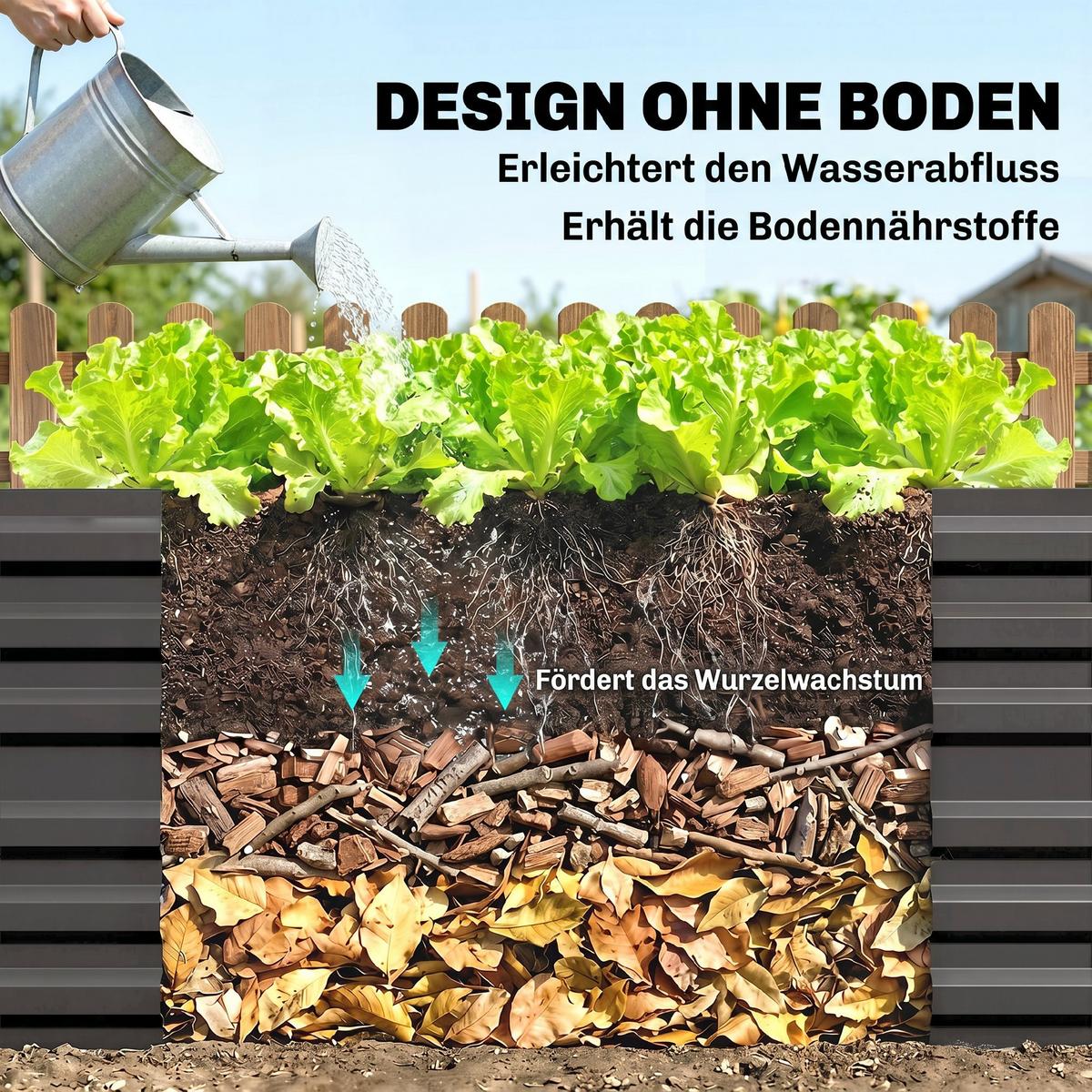 HOCHBEET aus Stahl - Dunkelgrau, Metall (90/59/180cm) - Outsunny