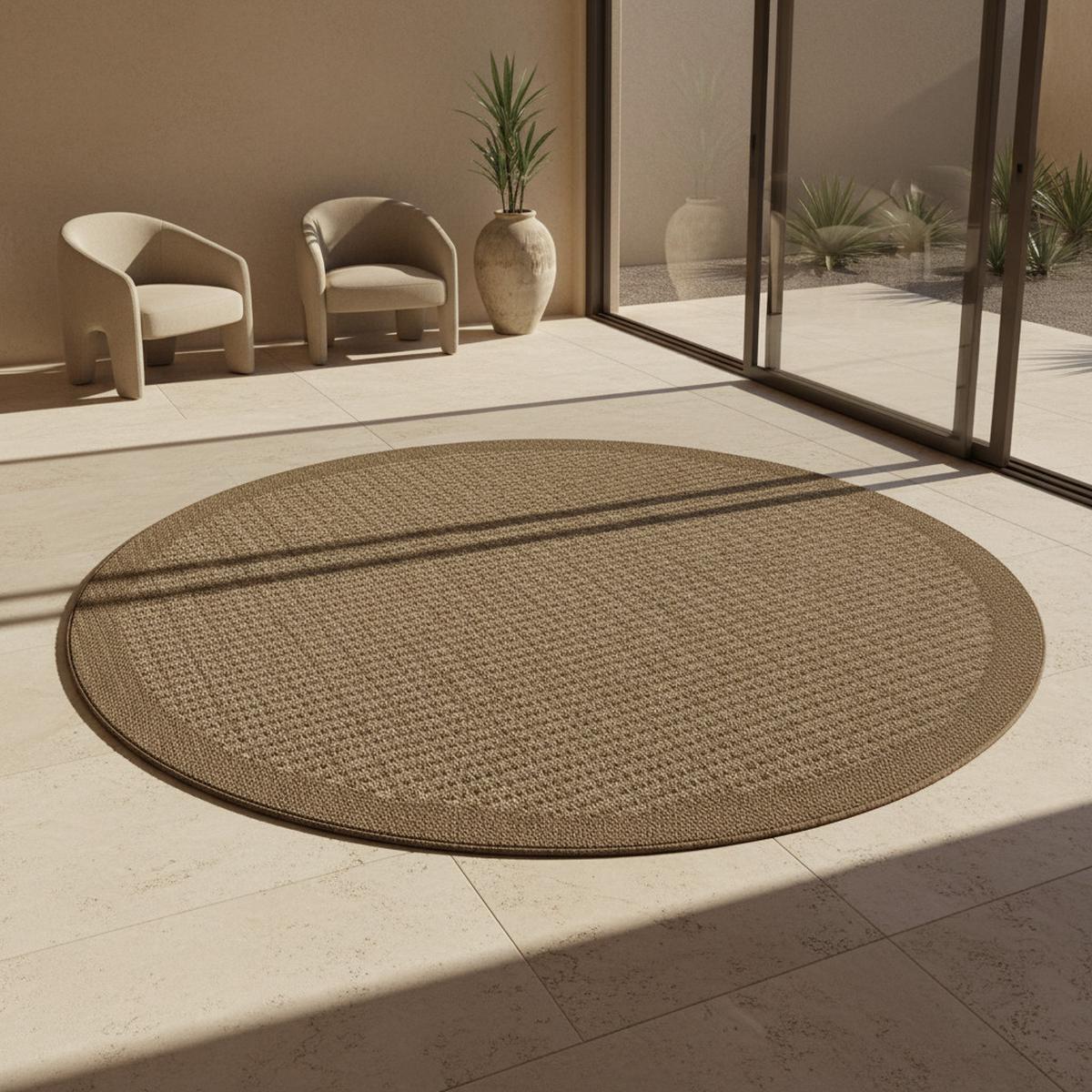 TEPPICH Outdoor DAFNE in Braun, einfarbig, Ø 200 cm - Braun, Textil (200/200cm) - KADIMA DESIGN