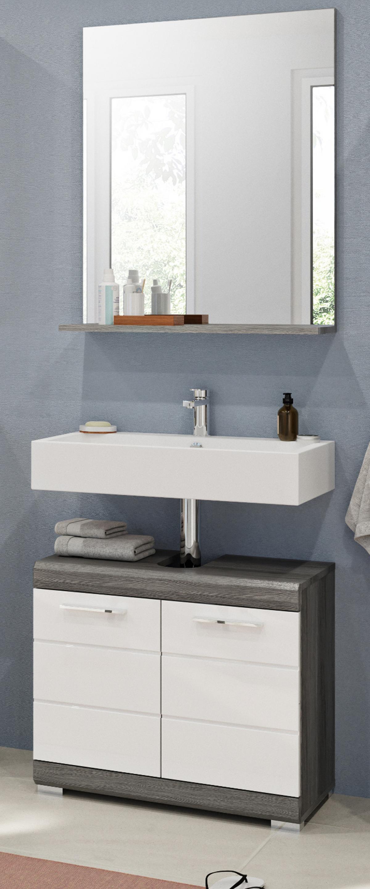 SPIEGEL grau 60/79 cm mit Ablage, Badezimmerspiegel - Grau, Holzwerkstoff (60/79/18cm) - Inn.Furn