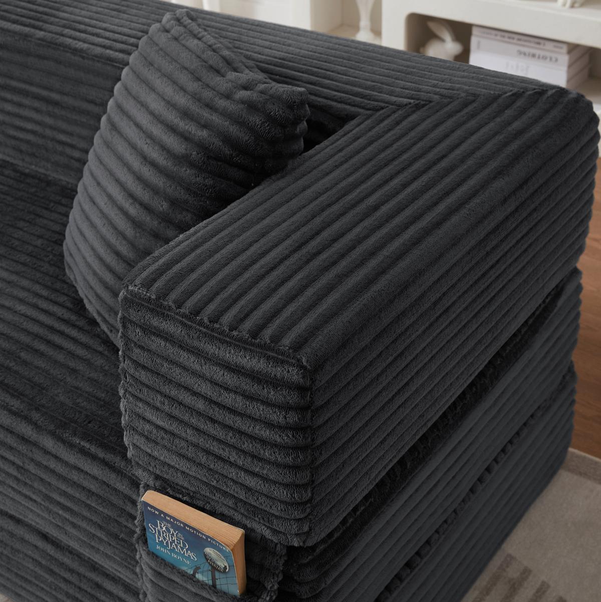 SCHLAFSOFA aus Cord in Dunkelgrau 2-lagiges Design & zum Doppelbett ausklappbar - Dunkelgrau, Textil (89/59/195cm) - Urban Meuble