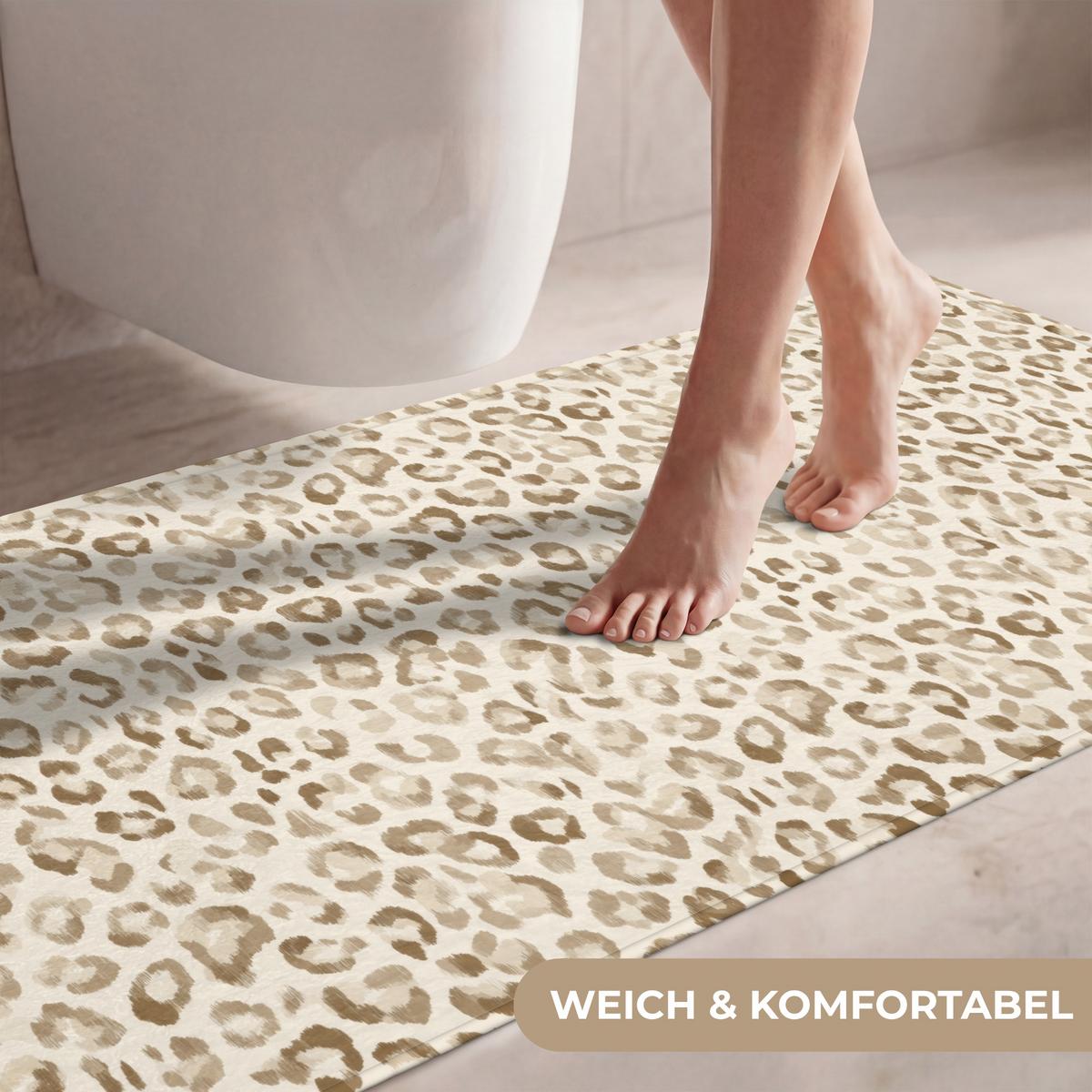 WC-VORLEGER Leopard - Klassisch - Beige WC Teppich 120x60 cm - Hellbraun, Textil (120/1cm) - OnlyWow