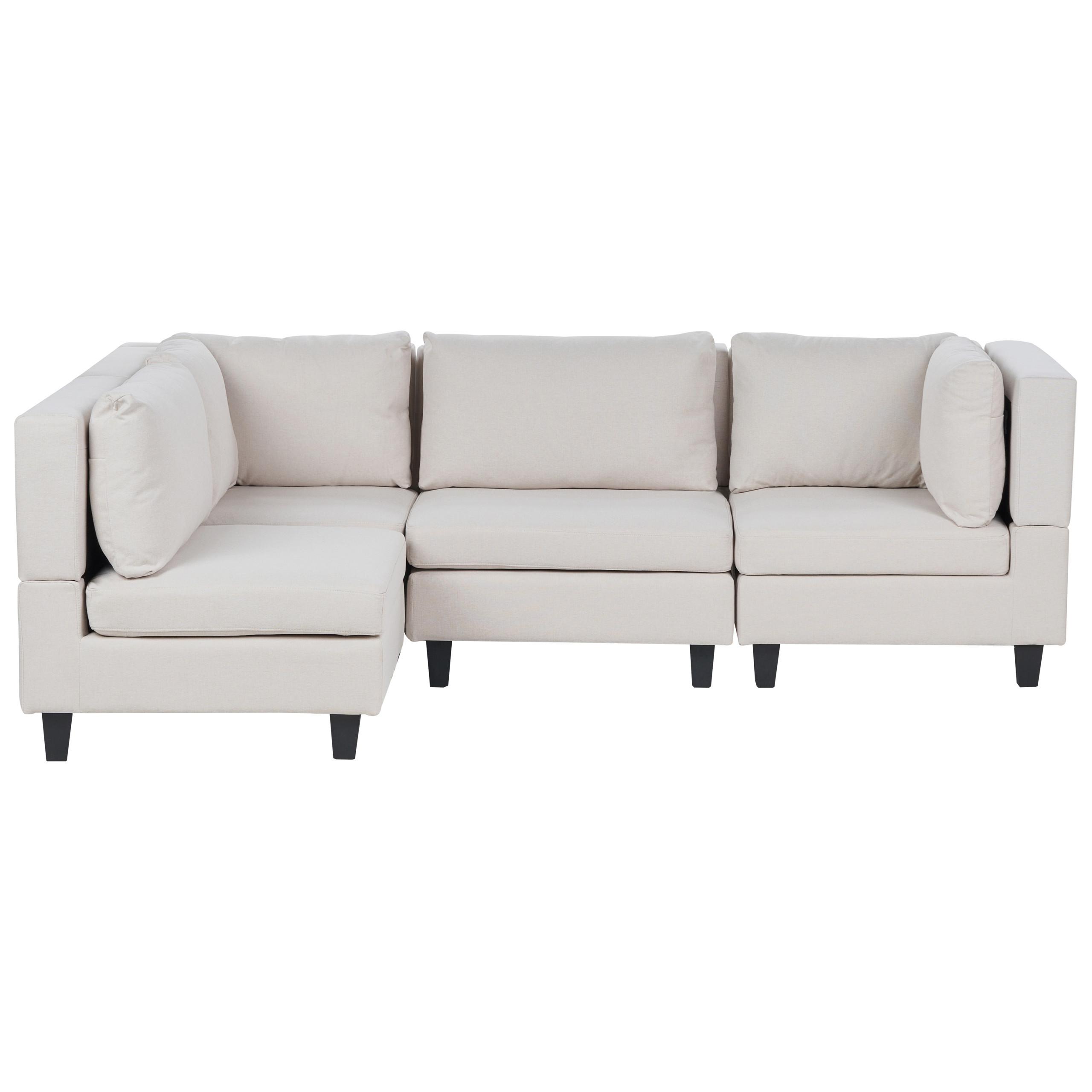 ECKSOFA Modul 4-Sitzer rechtsseitig Hellbeige Stoff Unstad - Beige/Schwarz, Textil (228/152cm) - Beliani