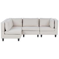 ECKSOFA Modul 4-Sitzer rechtsseitig Hellbeige Stoff Unstad - Beige/Schwarz, Textil (228/152cm) - Beliani