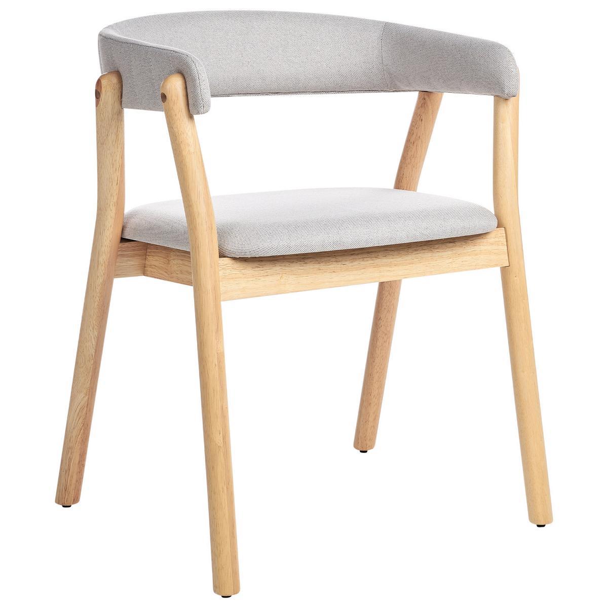 ESSZIMMERSTUHL 2er-Set Hellgrau Mylo - Hellgrau/Braun, Textil (58/77/56cm) - Beliani