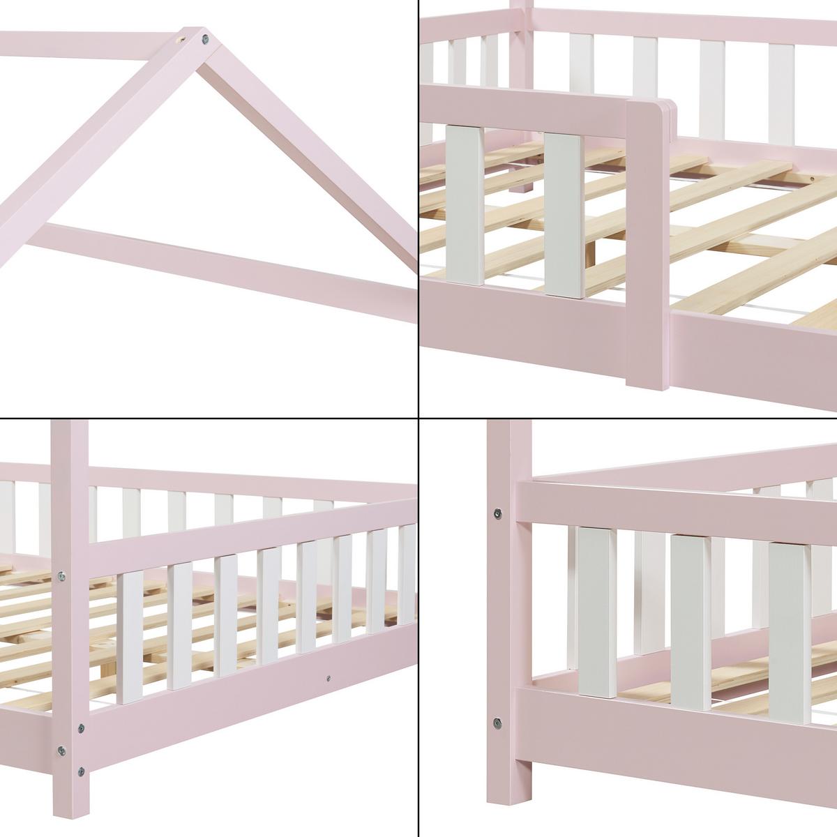HAUSBETT Hesel - Pink, Holz (140/200cm) - [en.casa]