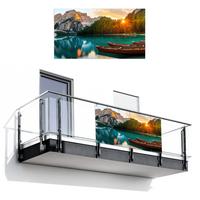 BALKON-SICHTSCHUTZ See - Berge - Sonnenuntergang - Boot Witterungsbeständig 200x110 cm - Petrol, Kunststoff (200/110cm) - MuchoWow