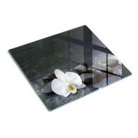 GLASPLATTE 60x52 cm Orchidee - Schwarz, Glas (60/0.4/52cm) - TULUP