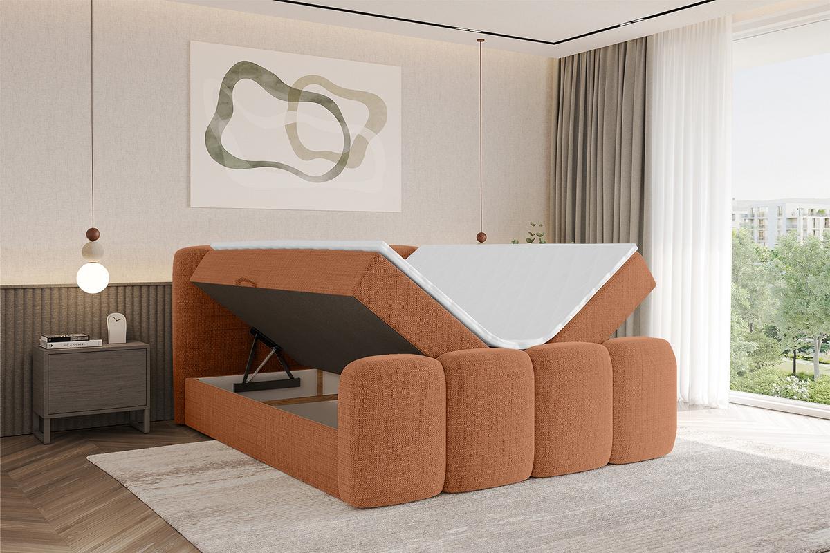 BOXBETT mit Matratze H4 und Lattenrost - NINA-Z - 180x200 cm - Apricot - Orange, Holzwerkstoff (180/200cm)