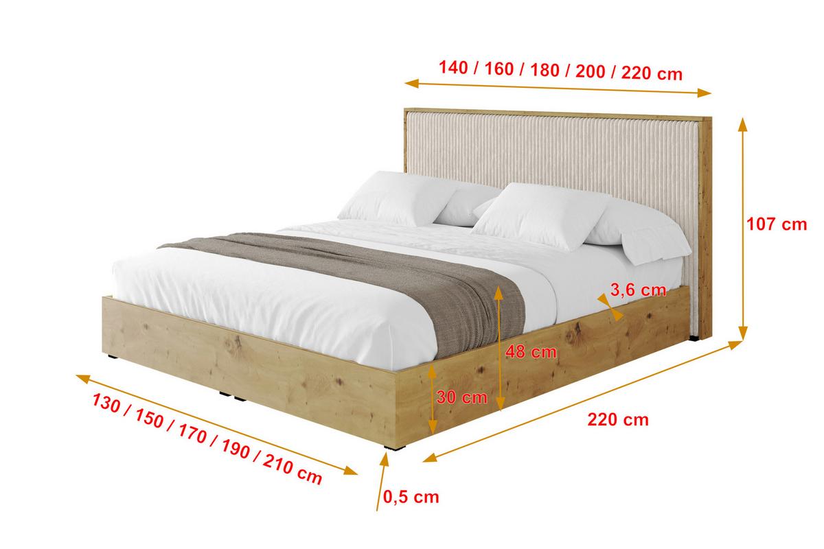 POLSTERBETT mit Bettkasten und Lattenrost, Boxbett mit Kopftei und Stauraum mit Matratze H3/H4 - ENZO10 120x200 Creme - Creme, Holzwerkstoff/Textil (120/200cm) - ALTDECOR