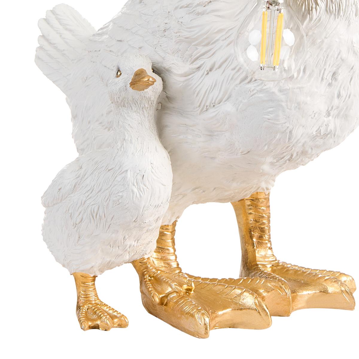 TISCHLAMPE Ente Weiß Daffy - Messingfarben/Goldfarben, Kunststoff (33/21/40cm) - Beliani