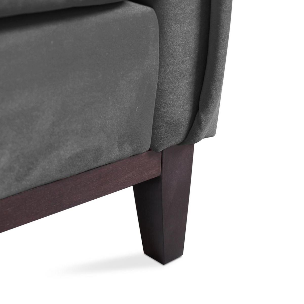 SOFA 3-SITZER Belweder Velours grau - Wengefarben/Grau, Holz/Textil (268/95/94cm) - Beautysofa