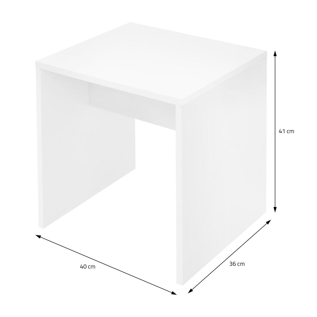HOCKER Weiß 40x36x41 cm für Schminktisch - Weiß, Holzwerkstoff (36/41/40cm) - ML-DESIGN