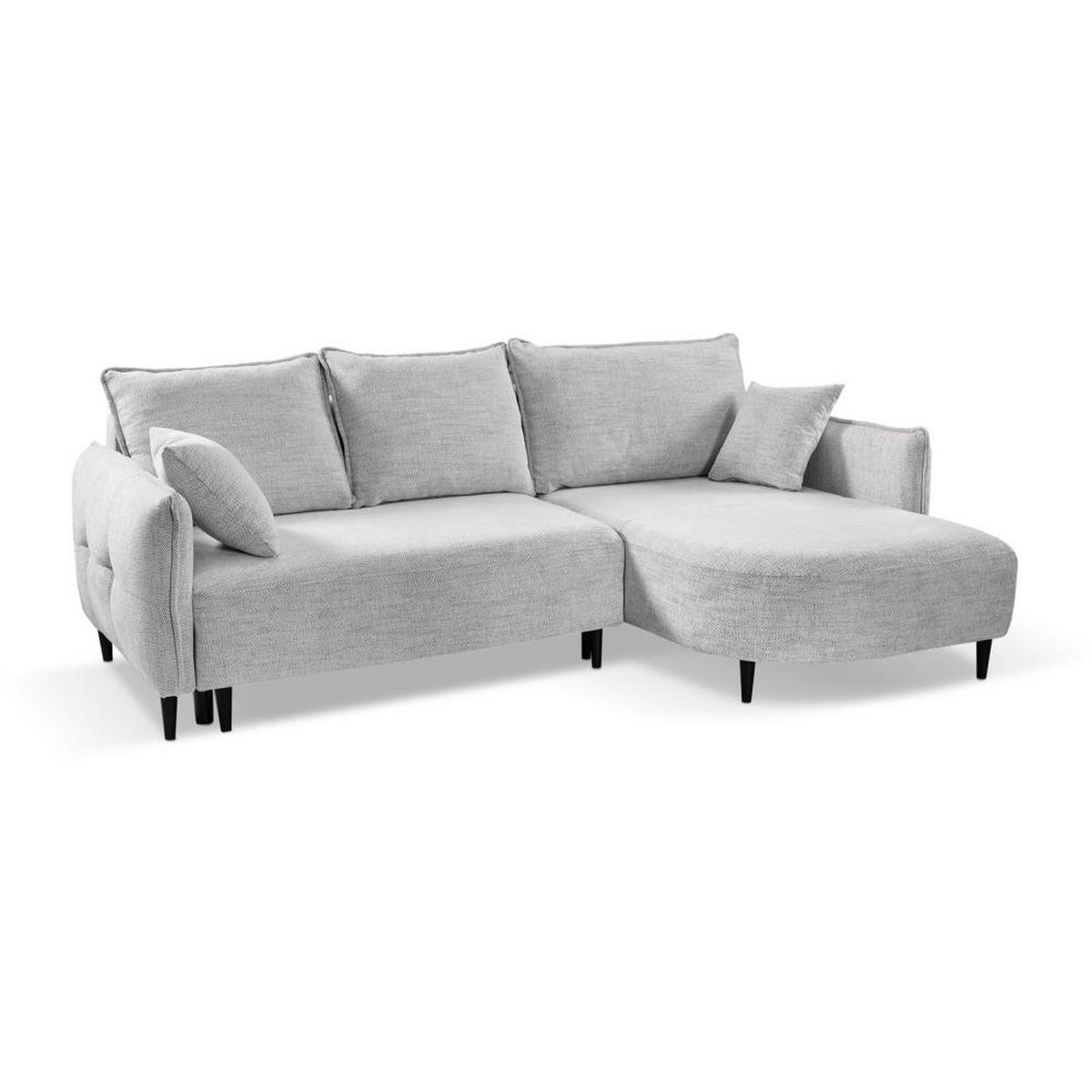 ECKSCHLAFSOFA Sycylia rechts hellgrau - Hellgrau/Schwarz, Textil (244/165cm) - Beautysofa