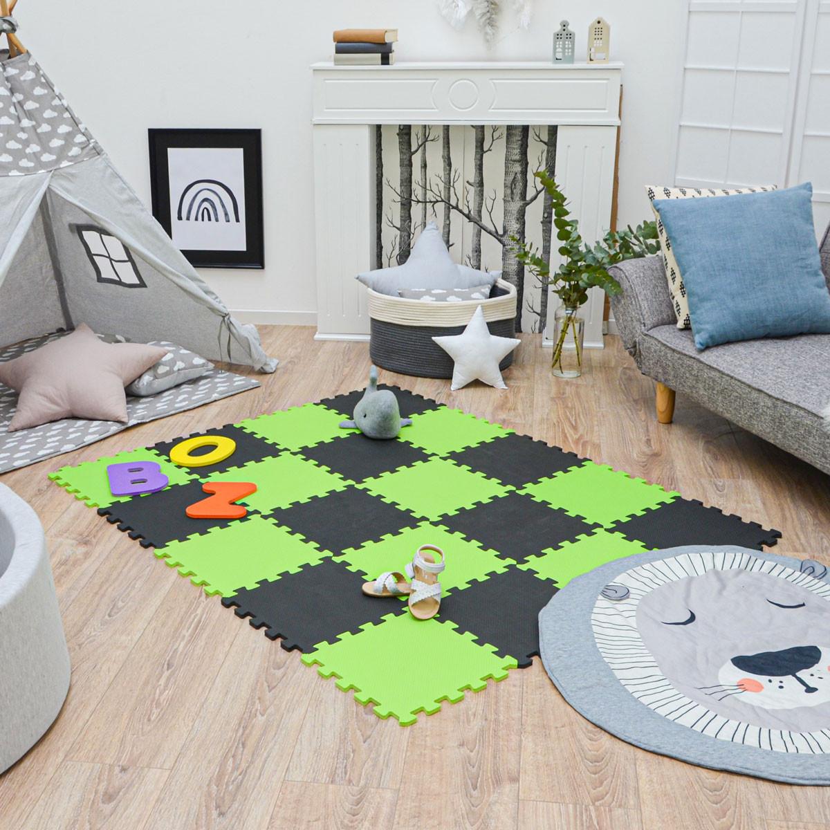 SPIELMATTE ab Null - 180/90 cm Puzzlematte Schwarz - Multicolor, Kunststoff (30/30cm) - Littletom