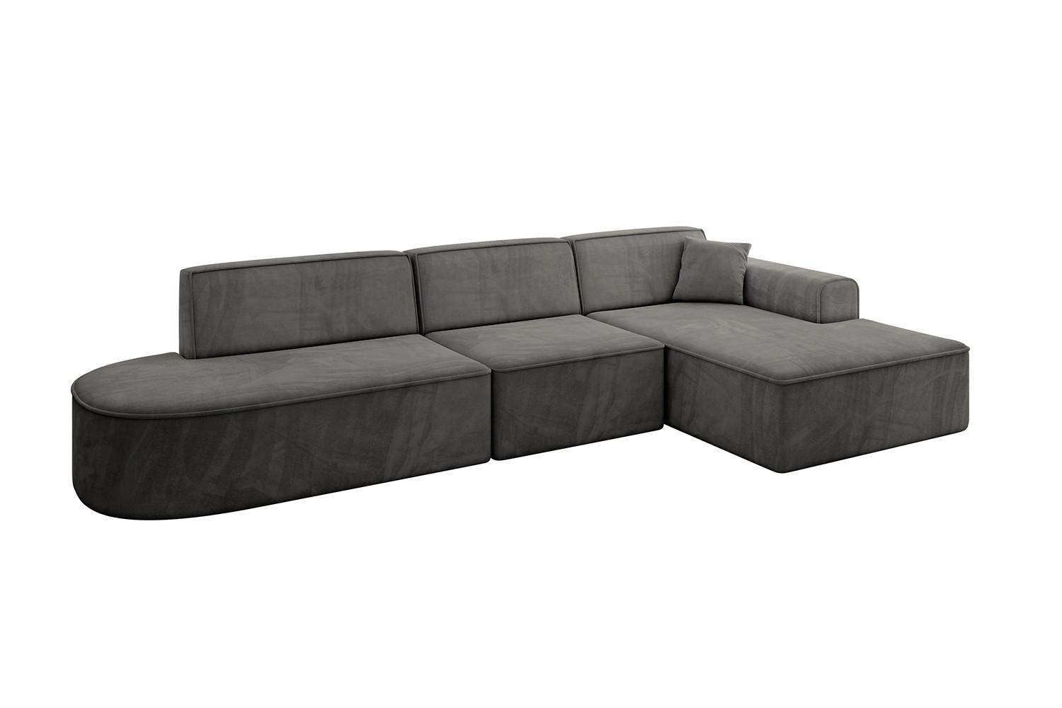 ECKSOFA Ottomane Rechts IREA-L2-v3 - 327x165x77 cm Ecru - Anthrazit, Holzwerkstoff/Textil (327/165cm) - ALTDECOR