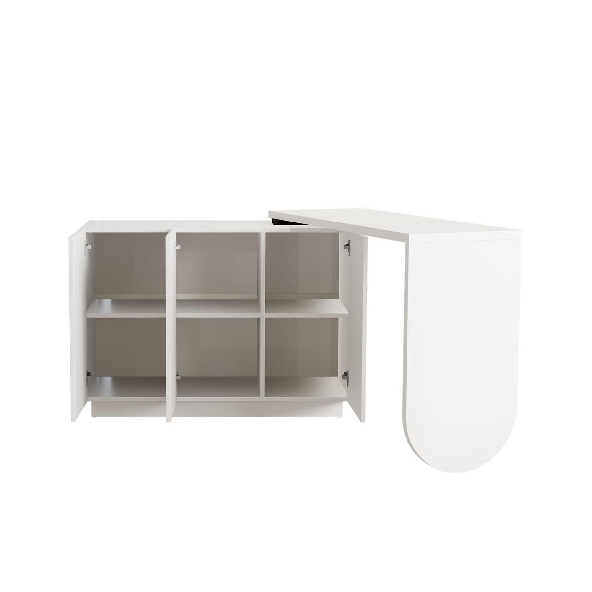 COMPUTERTISCH Eckschreibtisch Drehbar Weiß L-Form mit Schrank 110cm - Weiß, Holzwerkstoff (40/110/75cm) - Urban Meuble
