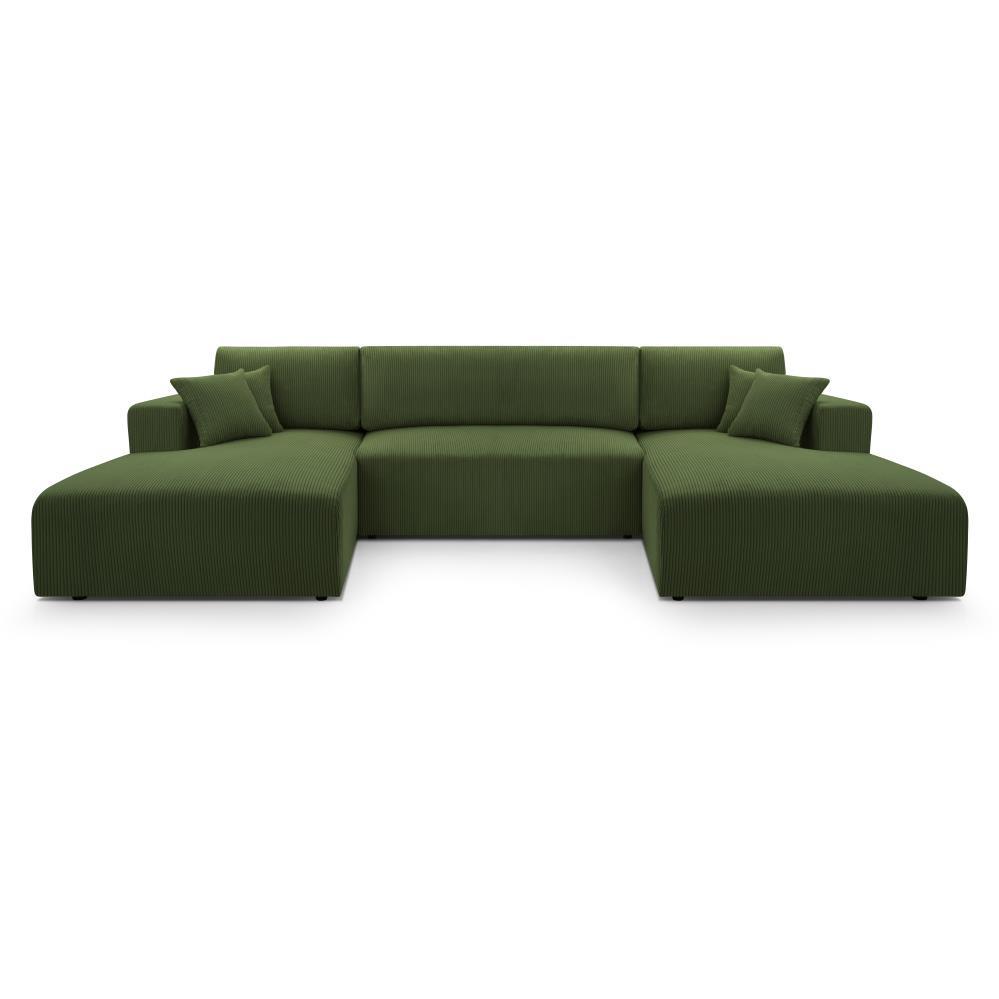 WOHNLANDSCHAFT Corso U 365 cm grün - Schwarz/Grün, Textil (364/84/187cm) - Beautysofa