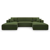 WOHNLANDSCHAFT Corso U 365 cm grün - Schwarz/Grün, Textil (364/84/187cm) - Beautysofa
